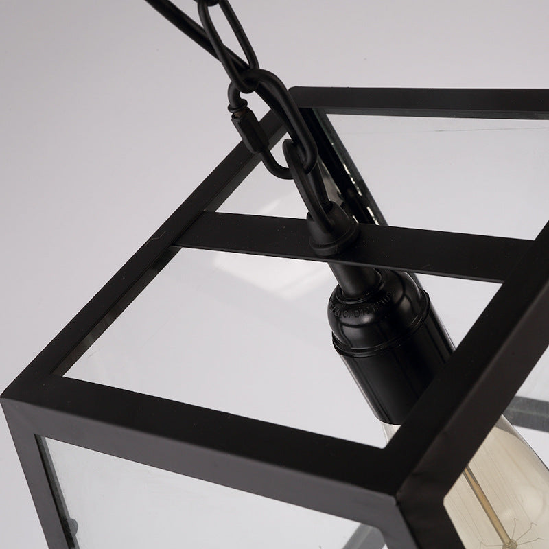 Industrial Retro Wrought Iron Glass Pendant