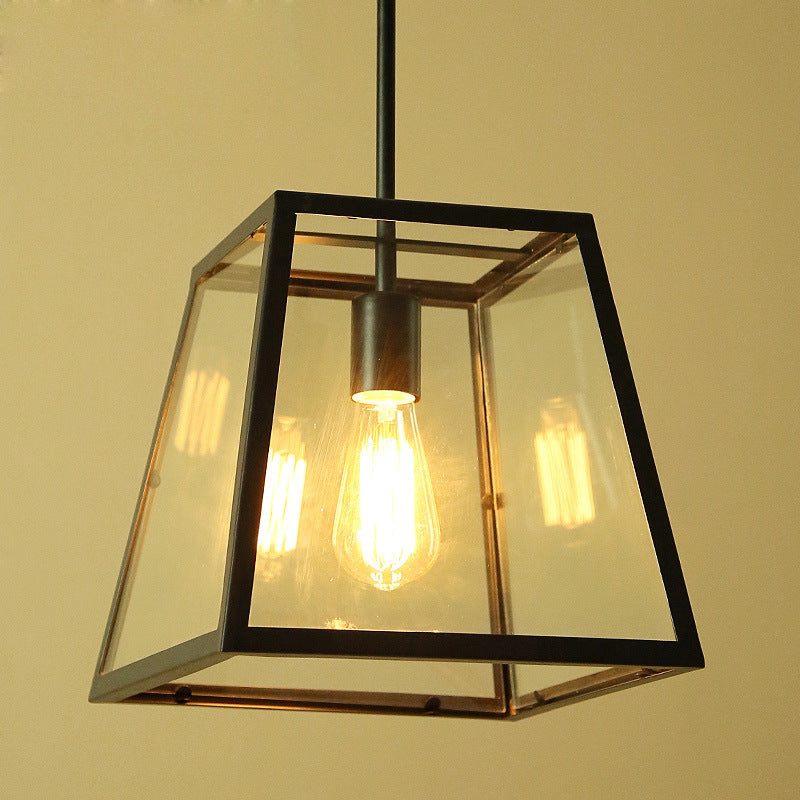 Industrial Retro Wrought Iron Glass Pendant