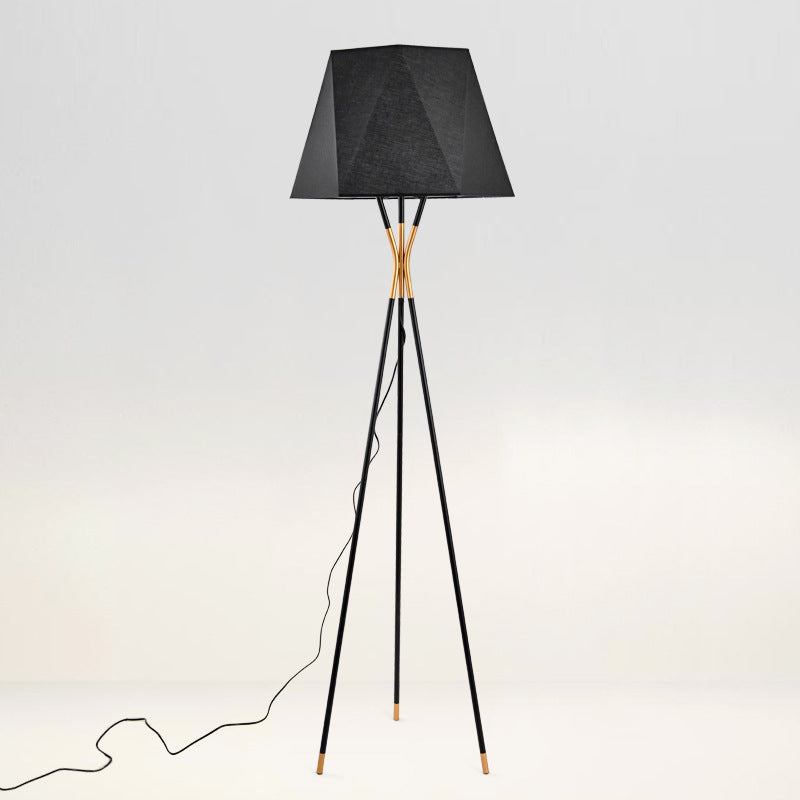 Modern Tripod Table & top Floor Lamp Set, Black-cc22